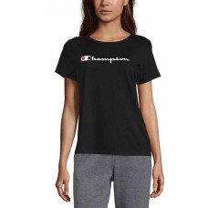 Champion Women's Pop Color Logo Black T-Shirt