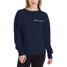 Champion Women's Powerblend Left Chest Logo Crew Athletic Navy Sweatshirt