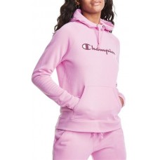 Champion Women's Script Logo Powerblend Fleece Paper Orchid Hoodie
