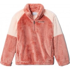 Columbia Girls' Fire Side II Sherpa Half Zip Dark Coral/Peach Blossom Jacket Columbia Girls' Fire Side II Sherpa Half Zip Dark Coral/Peach Blossom Jacket