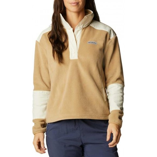 Columbia Women's Benton Springs Crop Fleece Beach/Chalk Pullover Columbia Women's Benton Springs Crop Fleece Beach/Chalk Pullover
