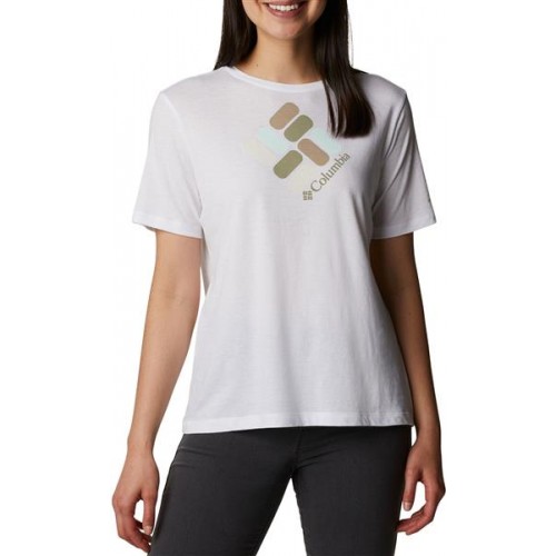 Columbia Women's Bluebird Day Relaxed Crew Neck White/Csc Gem Confetti T-Shirt Columbia Women's Bluebird Day Relaxed Crew Neck White/Csc Gem Confetti T-Shirt