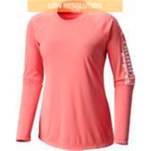 Columbia Women's PFG Tidal Tee II Long Sleeve Lollipop/White Logo Shirt Columbia Women's PFG Tidal Tee II Long Sleeve Lollipop/White Logo Shirt