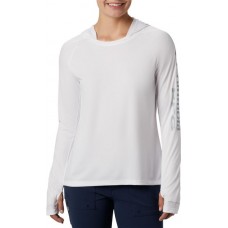 Columbia Women's PFG Tidal Tee White/Cirrus Grey Logo Hoodie
