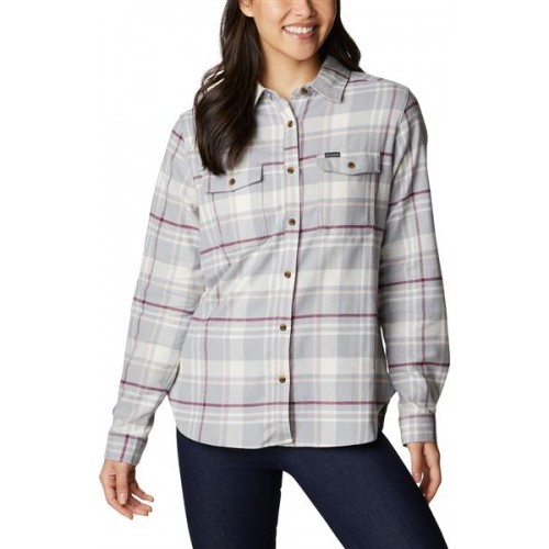 Columbia Women's Pine Street Stretch Flannel Columbia Grey Plaid Shirt Columbia Women's Pine Street Stretch Flannel Columbia Grey Plaid Shirt