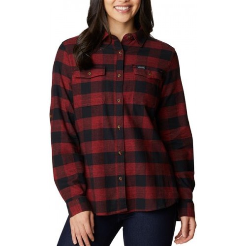 Columbia Women's Pine Street Stretch Flannel Red Lily Plaid Shirt Columbia Women's Pine Street Stretch Flannel Red Lily Plaid Shirt
