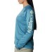 Columbia Women's Tidal Heather Long Sleeve Dp Mrin Hthr/Lt Lime Logo Shirt Columbia Women's Tidal Heather Long Sleeve Dp Mrin Hthr/Lt Lime Logo Shirt