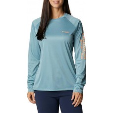 Columbia Women's Tidal Heather Long Sleeve Storm/Bright Nectar Shirt Columbia Women's Tidal Heather Long Sleeve Storm/Bright Nectar Shirt
