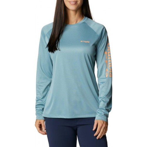Columbia Women's Tidal Heather Long Sleeve Storm/Bright Nectar Shirt Columbia Women's Tidal Heather Long Sleeve Storm/Bright Nectar Shirt