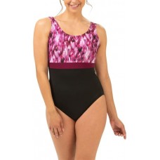 Dolfin Women's Aquashape Moderate Scoop Back One Piece Blur Cabernet Swimsuit