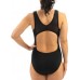 Dolfin Women's Power Mesh V-2 Back One Piece Black Swimsuit