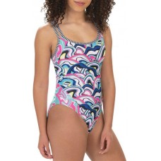 Dolfin Women's Uglies Double Strap Open Keyhole Back One Piece Off Beat/Ripple Swimsuit