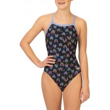 Dolfin Women's Uglies Print V-2 Back One Piece Be Happy Swimsuit