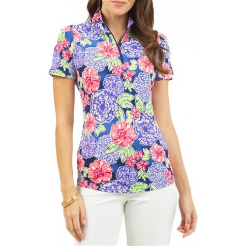 IBKUL Women's Larisa Short Sleeve Mock Neck Golf Sun Larisa Navy Multi Shirt IBKUL Women's Larisa Short Sleeve Mock Neck Golf Sun Larisa Navy Multi Shirt