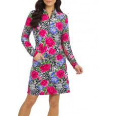 IBKUL Women's Long Sleeve Jovanna Print 1/4 Zip Golf Jovanna Watermelon/Black Dress IBKUL Women's Long Sleeve Jovanna Print 1/4 Zip Golf Jovanna Watermelon/Black Dress