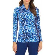 IBKUL Women's Long Sleeve Sun Golf Navy/White Shirt