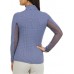 IBKUL Women's Long Sleeve Zip Mock Neck Golf Mini Check Navy/White Shirt