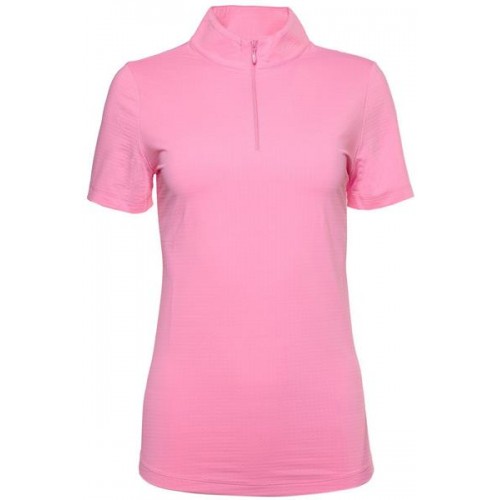 IBKUL Women's Short Sleeve Mock Neck Golf Candy Pink Polo IBKUL Women's Short Sleeve Mock Neck Golf Candy Pink Polo