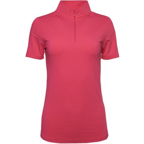 IBKUL Women's Short Sleeve Mock Neck Golf Watermelon Polo IBKUL Women's Short Sleeve Mock Neck Golf Watermelon Polo
