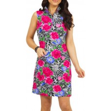 IBKUL Women's Sleeveless Jovanna Print 1/4 Zip Drawstring Golf Jovanna Watermelon/Black Dress IBKUL Women's Sleeveless Jovanna Print 1/4 Zip Drawstring Golf Jovanna Watermelon/Black Dress