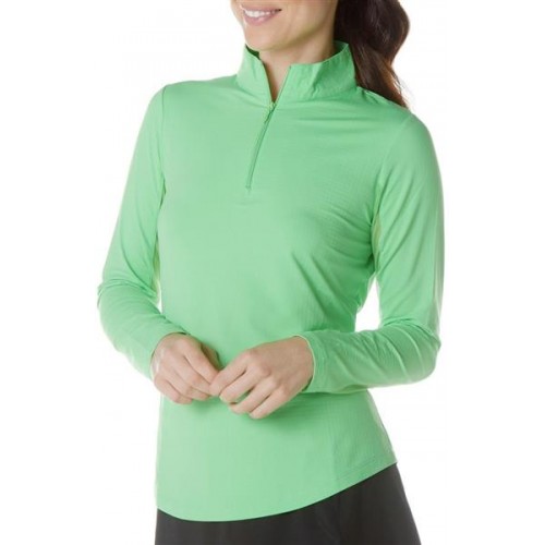 IBKUL Women's Solid Long Sleeve Golf Lime Top IBKUL Women's Solid Long Sleeve Golf Lime Top