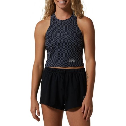 Mountain Hardwear Women's Mountain Stretch Blue Slate Checks Print Tanklette Mountain Hardwear Women's Mountain Stretch Blue Slate Checks Print Tanklette
