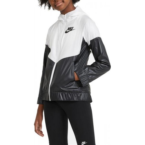 Nike Girls' Colorblock Windrunner White/Black Jacket Nike Girls' Colorblock Windrunner White/Black Jacket
