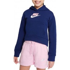Nike Girls' Sportswear Club Fleece Pullover Navy/Arctic Punch Hoodie Nike Girls' Sportswear Club Fleece Pullover Navy/Arctic Punch Hoodie