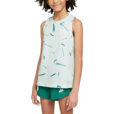 Nike Girls' Sportswear French Terry Printed Tank Barely Green Top Nike Girls' Sportswear French Terry Printed Tank Barely Green Top