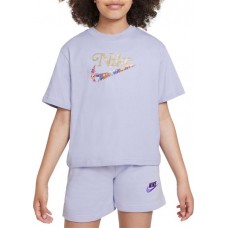 Nike Girls' Sportswear Studio Floral Boxy Purple Dawn T-Shirt