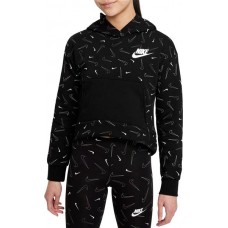 Nike Girls' Sportswear Swooshfetti Club Fleece Black Hoodie