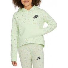 Nike Girls' Sportswear Swooshfetti Club Fleece Lime Ice Hoodie Nike Girls' Sportswear Swooshfetti Club Fleece Lime Ice Hoodie