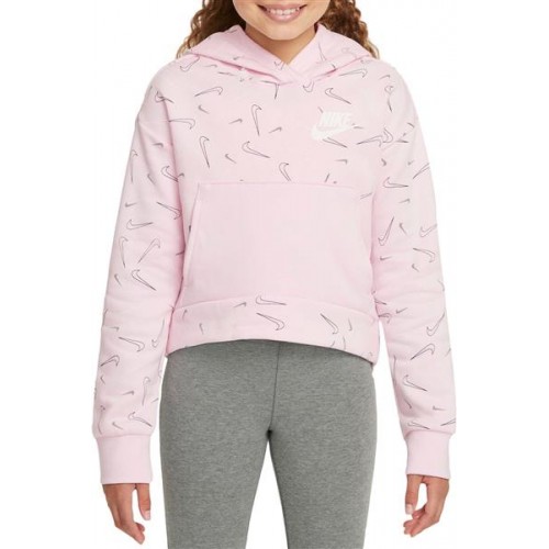 Nike Girls' Sportswear Swooshfetti Club Fleece Pink Foam Hoodie Nike Girls' Sportswear Swooshfetti Club Fleece Pink Foam Hoodie