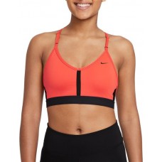 Nike Women's Dri-FIT Indy Light-Support Padded V-Neck Sports Chile Red Bra