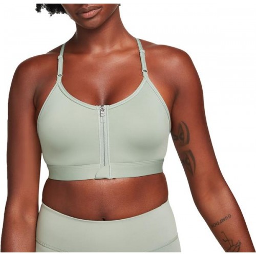 Nike Women's Dri-FIT Indy Zip-Front Low Support Padded Sports Jade Smoke Bra Nike Women's Dri-FIT Indy Zip-Front Low Support Padded Sports Jade Smoke Bra