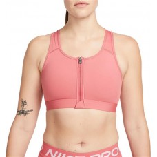 Nike Women's Dri-FIT Swoosh Zip-Front Medium-Support Padded Sports Archaeo Pink Bra Nike Women's Dri-FIT Swoosh Zip-Front Medium-Support Padded Sports Archaeo Pink Bra
