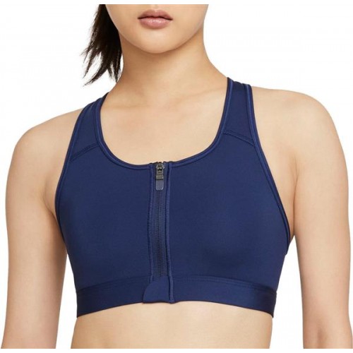 Nike Women's Dri-FIT Swoosh Zip-Front Medium-Support Padded Sports Midnight Navy Bra Nike Women's Dri-FIT Swoosh Zip-Front Medium-Support Padded Sports Midnight Navy Bra