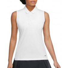 Nike Women's Dri-FIT Victory Sleeveless Golf White Polo
