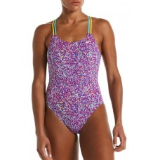 Nike Women's Hydrastrong Pixel Party Spiderback One-Piece Vivid Purple Swimsuit