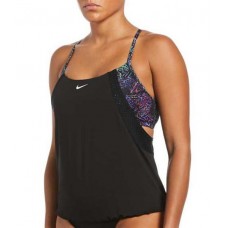 Nike Women's Neon Leaf Layered Black Tankini