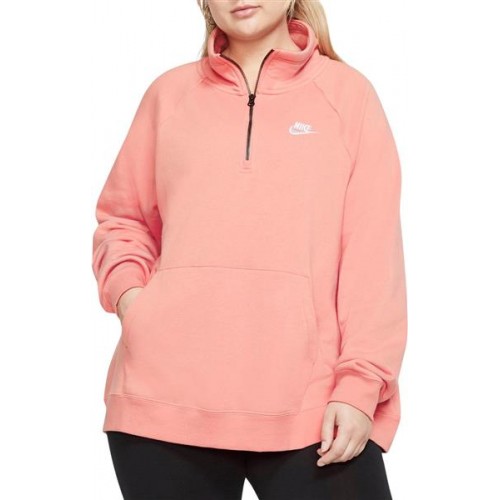 Nike Women's Plus Size Sportswear Essential 1/4-Zip Fleece Pink Quartz Top Nike Women's Plus Size Sportswear Essential 1/4-Zip Fleece Pink Quartz Top
