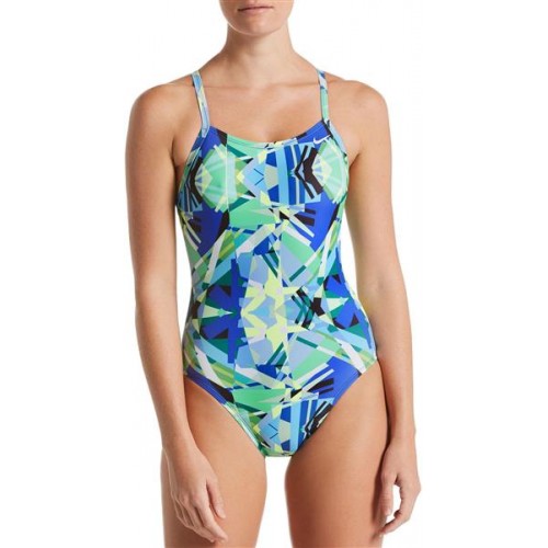 Nike Women's Prisma Punch Racerback One Piece Racer Blue Swimsuit Nike Women's Prisma Punch Racerback One Piece Racer Blue Swimsuit