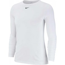 Nike Women's Pro Mesh Long Sleeve White Shirt