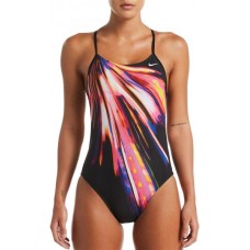 Nike Women's Space Highway Cut-Out One Piece Fire Pink Swimsuit