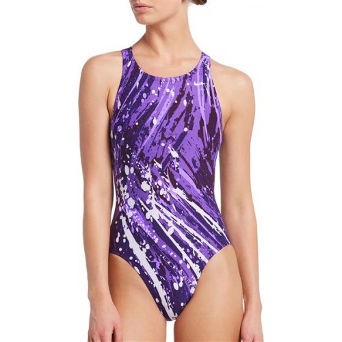 Nike Women's Splash Fast Back One Piece Court Purple Swimsuit Nike Women's Splash Fast Back One Piece Court Purple Swimsuit