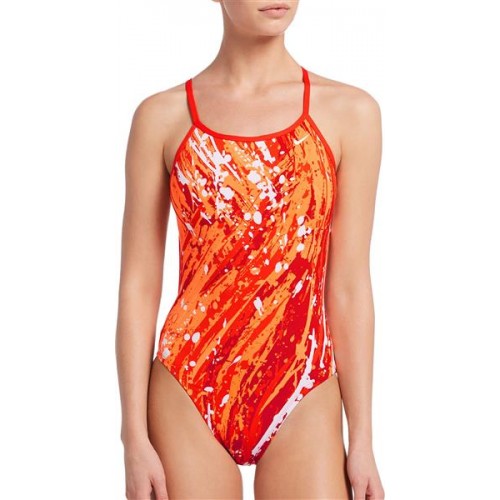 Nike Women's Splash Modern Cut-Out One Piece Team Orange Swimsuit Nike Women's Splash Modern Cut-Out One Piece Team Orange Swimsuit