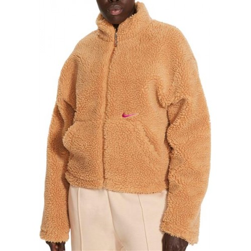 Nike Women's Sportswear Swoosh Sherpa Flax Jacket Nike Women's Sportswear Swoosh Sherpa Flax Jacket