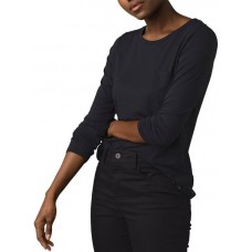 prAna Women's Foundation Crew Long Sleeve Black Shirt