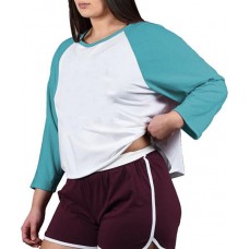 Soffe Junior Plus Size Baseball Crop Rich Turq Tee