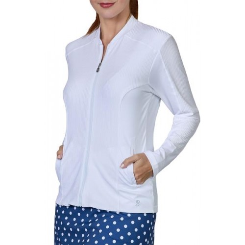Sofibella Women's Long Sleeve Full-Zip White Jacket Sofibella Women's Long Sleeve Full-Zip White Jacket